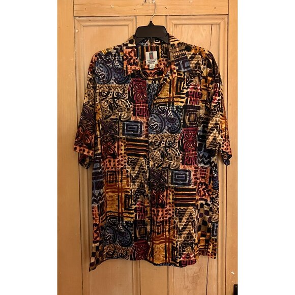 Tori Richard Mens Y2K Vintage 2 SET Tribal Hawaiian Shirt Sz. Large Brown SP EXC - Picture 6 of 12